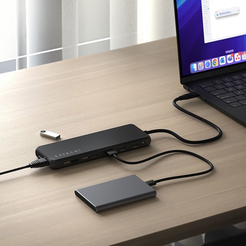 13-in-1 USB-C Triple Display Multiport Adapter - Black