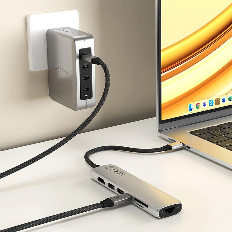 7-in-1 USB-C Slim Multiport Adapter with Ethernet - Black