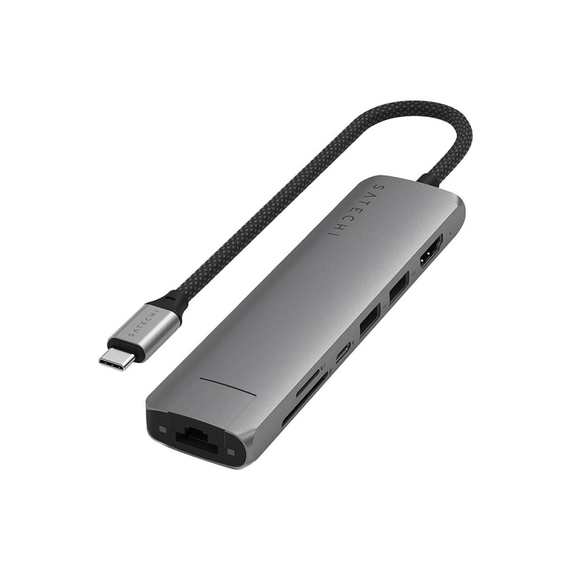 7-in-1 USB-C Slim Multiport Adapter with Ethernet - Space Gray