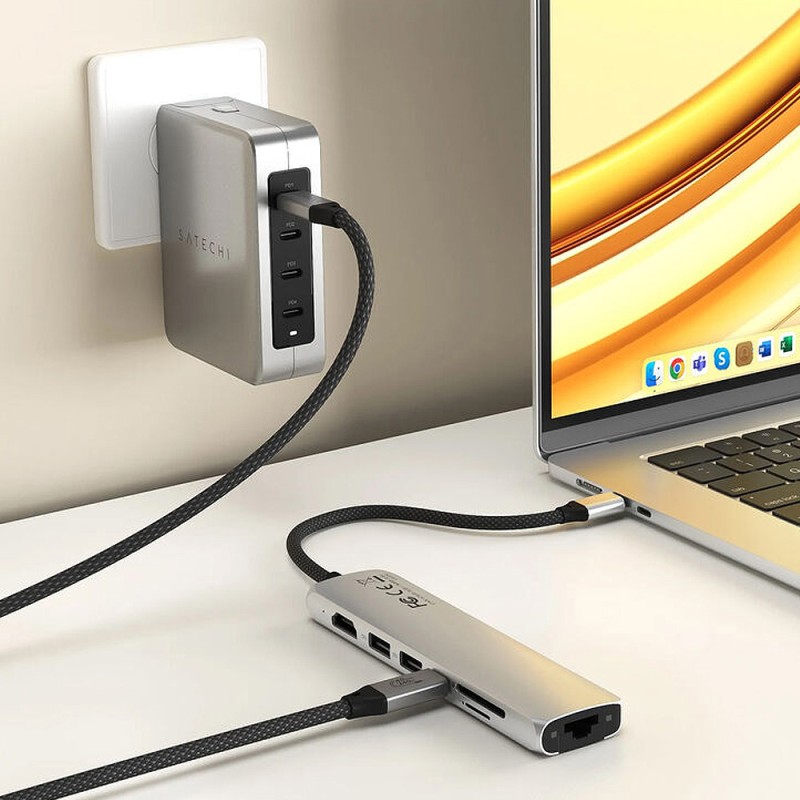 7-in-1 USB-C Slim Multiport Adapter with Ethernet - Silver
