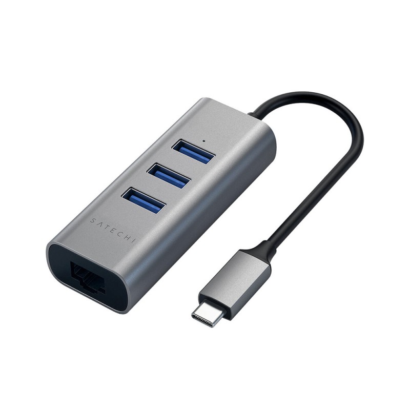 Type-C 2-in-1 USB Hub with Ethernet - Space Gray