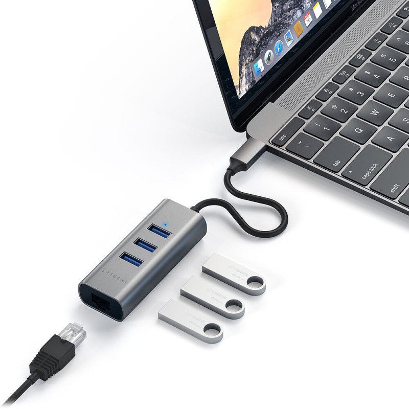 Type-C 2-in-1 USB Hub with Ethernet - Space Gray